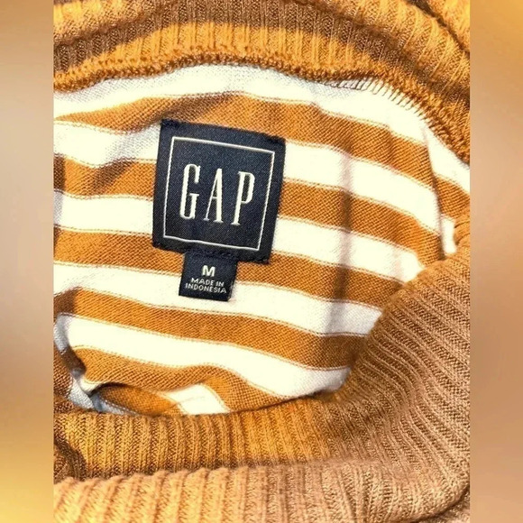 GAP Soft Spun Knit Cowl Neck Top Tall.Long Sleeves.Side Vents.Brown&White. - Picture 2 of 2